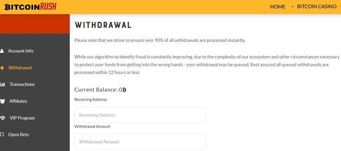 bitcoinrush withdrawal page