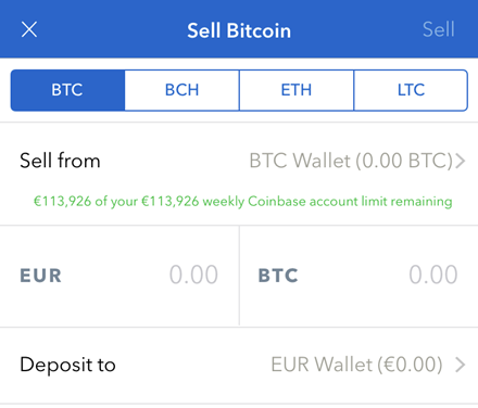 coinbase sell bitcoins