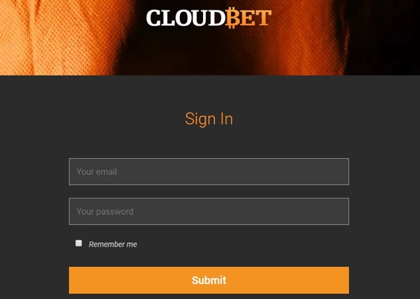 cloudbet signup page